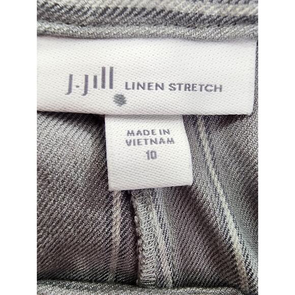 J. Jill Striped Linen Stretch Straight Leg Cropped Pants Size 10 Gray Office - Picture 3 of 10
